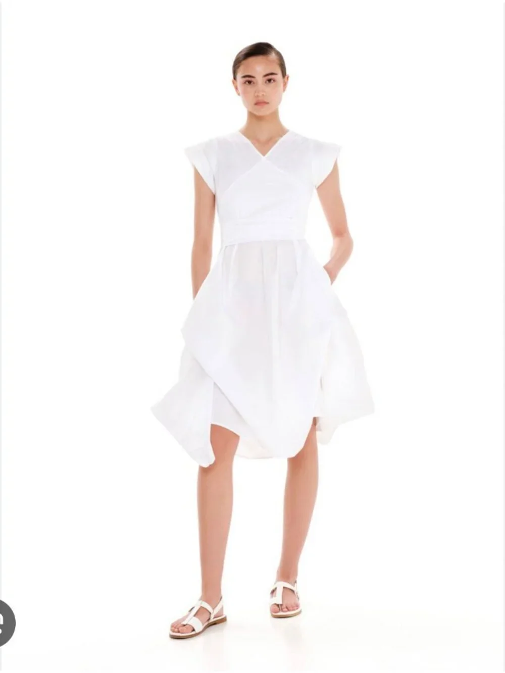 Ioanna Kourbela “Snow White” White Cotton Wrap Dress | Size Large - Picture 2 of 4